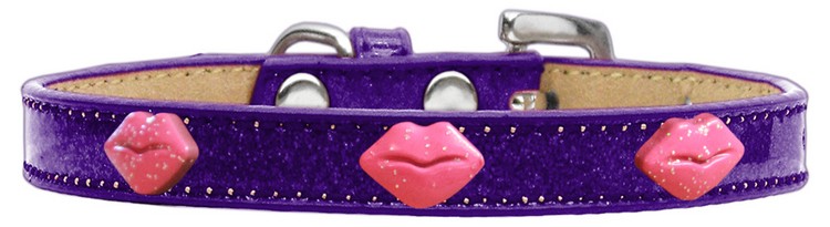 Pink Glitter Lips Widget Dog Collar Purple Ice Cream Size 10